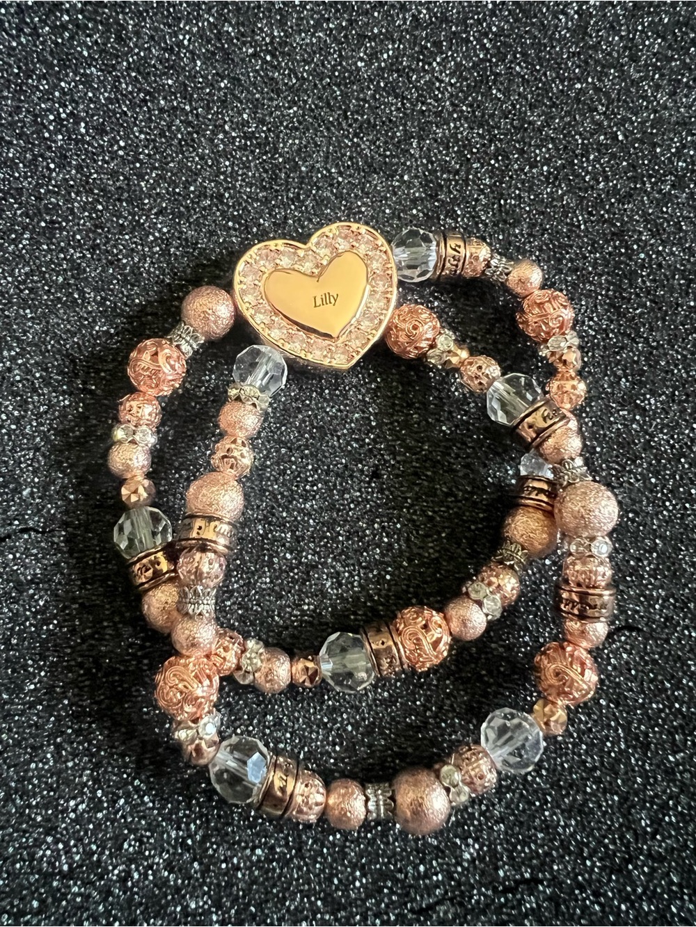 Danbury Mint Custom-engraved heart charm named "Lilly" Bracelet